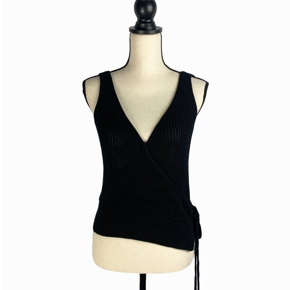 Black Wrap Knitted Top